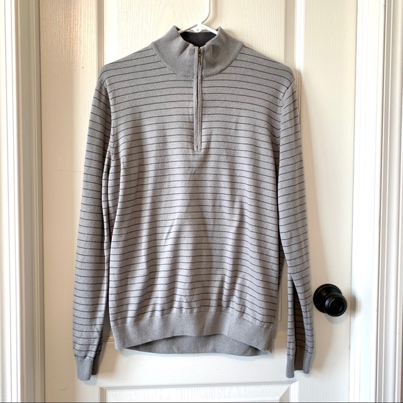 VAN HEUSEN Studio 1/4 Zip Striped Sweater—SZ. Med - Picture 5 of 12